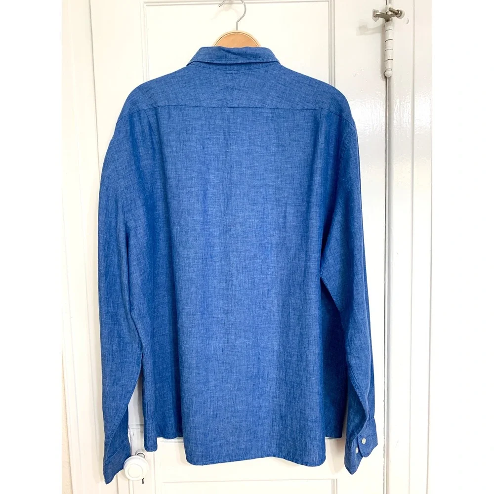 Charles Tyrwhitt Mens Pure Linen Slim Fit Shirt Cornflower Blue XXL $139 - Picture 5 of 16